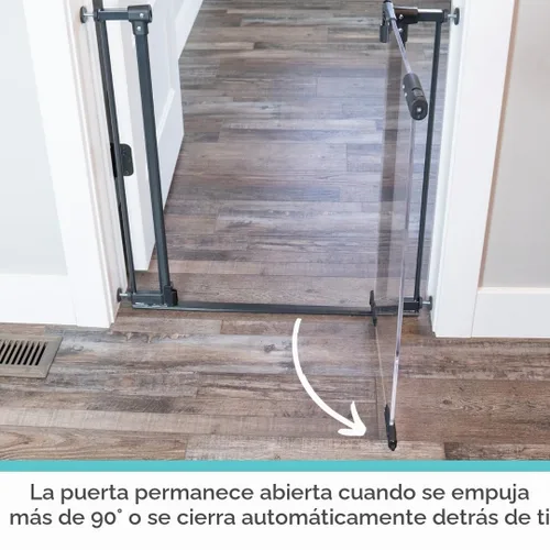 Vista 4 de Toddleroo by North States - Puerta de bebé transparente StepSafe: Puerta de metal para bebés con puerta transparente - Puerta de seguridad ajustable