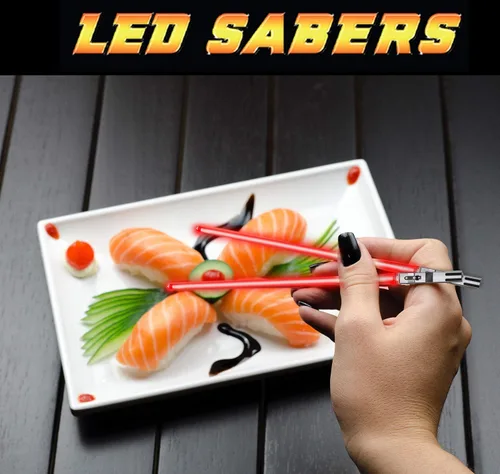 Vista 6 de Lightsable - Palillos de sable de luz LED con luz LED que brilla intensamente, mango extraíble, apto para lavavajillas, caja de regalo premium