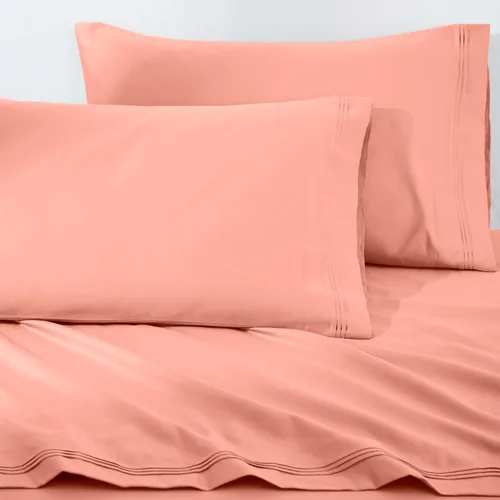 Vista 2 de Superior Juego de funda de almohada de algodón egipcio de 1500 hilos, color rosa empolvado