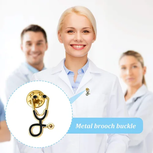 Vista 6 de Yaomiao Nurse Doctor Pins Stethoscope Brooch Pins Stethoscope Enamel Lapel Pin Cute Schoolbag Pin Badges for Christmas Doctor Nurse Medical Students