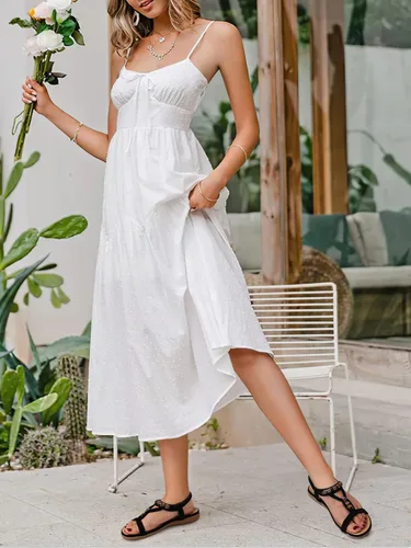 Vista 6 de SHIBEVER Sandalias de verano para mujer, sandalias planas bohemias con correa elástica, sandalias elegantes