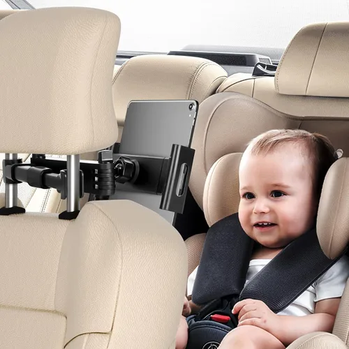 Vista 7 de Soporte para tablet para reposacabezas de automóvil, soporte plegable compatible con iPad de 6 a 13 pulgadas, Air, Mini, Switch, rotación ajustable