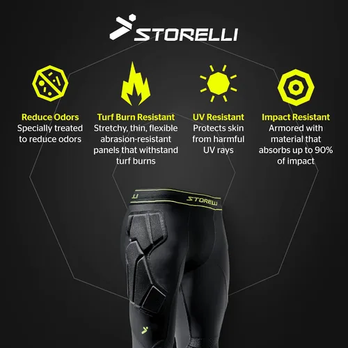 Vista 3 de Storelli BodyShield Goalkeeper Leggings 3 Full-Length Padded Soccer Goalie Pants Enhanced Lower Body Protection Black