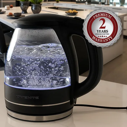 Vista 9 de OVENTE Electric Kettle, 1.5L Borosilicate Glass Countertop Water Heater and Boiler for Coffee or Tea, BPA-Free, Auto Shut-Off, Boil-Dry Protection
