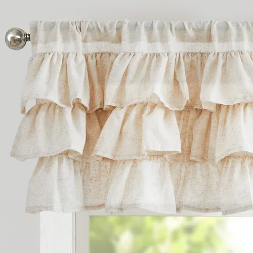 Vista 15 de jinchan - Cenefa de lino con borde de encaje, cenefa rústica de estilo granja para ventana de 16 pulgadas, tratamiento para ventana pequeña