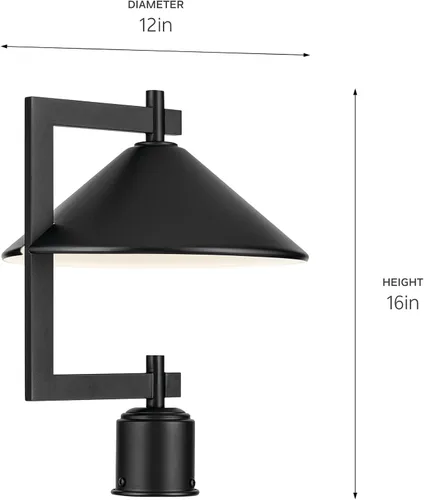 Vista 4 de Ripley 49063BKT - Luz de poste para exteriores de 16 pulgadas, color negro, para entradas y pasillos, cumple con el cielo oscuro (16 x 12 pulgadas)