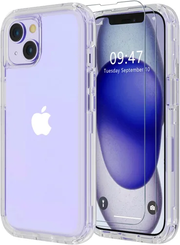 Vista 25 de Diverbox Funda para iPhone 15 [a prueba de golpes] [a prueba de caídas] [protector de pantalla de vidrio templado], funda de protección resistente