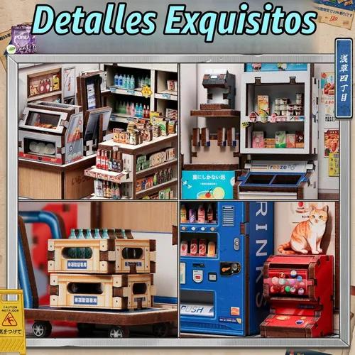 Vista 6 de Fsolis Japanese Book Nook Kit for Adults, Beika-cho Convenience Store Tienda de conveniencia Beika-cho