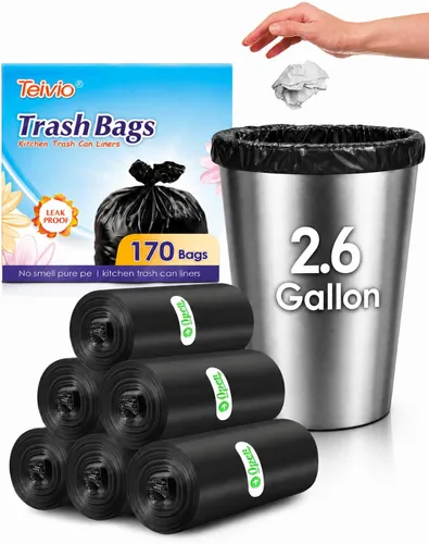 Vista 38 de Teivio, bolsas de basura medianas de 5 galones, 80 unidades, bolsas de basura para baño, bolsas de plástico para el hogar, oficina, cocina