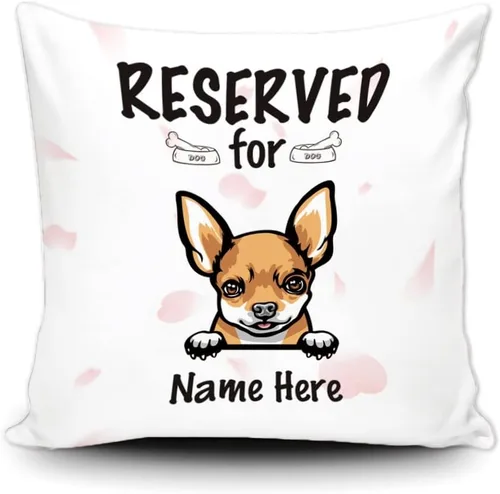 Vista 22 de Funda de almohada personalizada reservada para el perro, Cavalier King Charles Spaniel cachorro, funda de almohada de lona blanca para decoración