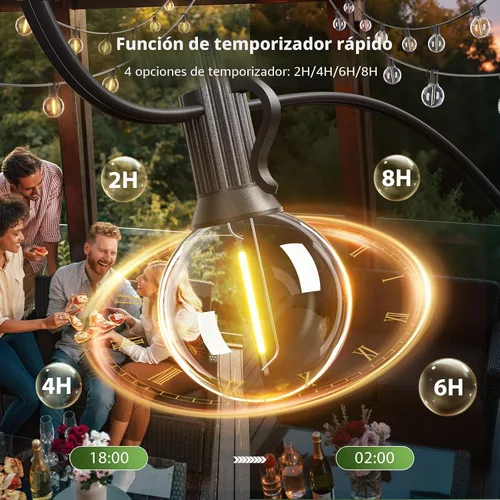 Vista 5 de addlon Cadena de luces solares para exteriores de 25 pies con alimentación solar, resistente al agua con control remoto, cadena de luces solares