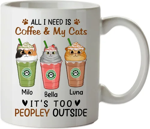 Vista 17 de Regalos de gatos para los amantes de los gatos, taza de gato personalizada, taza de gato de Feliz Navidad, ideas de regalos para dueños de gatos