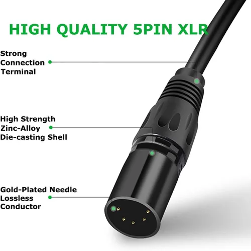 Vista 4 de HOSONGIN Adaptador de cable XLR DMX de 5 pines, 5 pies