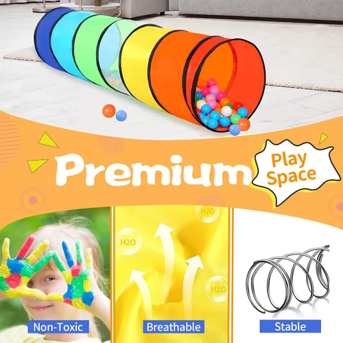 Vista 5 de GeerWest Túnel para niños pequeños para niños, juguete de túnel desplegable para niños y perros, juego en interiores y exteriores, regalos