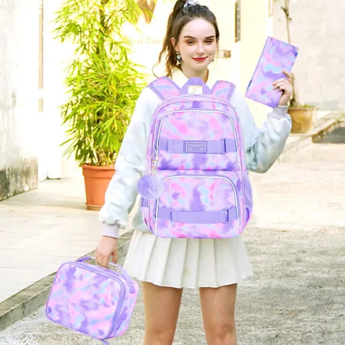 Vista 64 de Mochila para laptop, 16 pulgadas, bolsa escolar y bolsa de almuerzo, mochilas resistentes al agua para adolescentes, niñas, mujeres, estudiantes