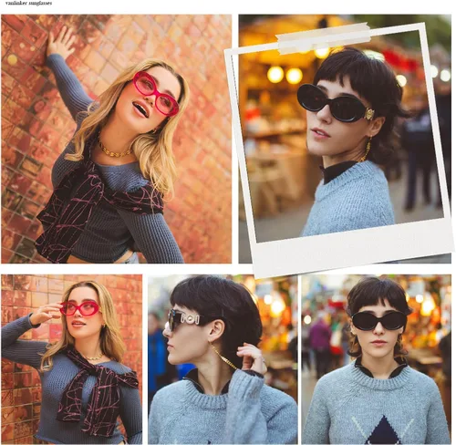 Vista 2 de VANLINKER Gafas de sol polarizadas redondas de moda para mujer Jackie O Bold Chic Oval Clout Gafas de sol VL9687