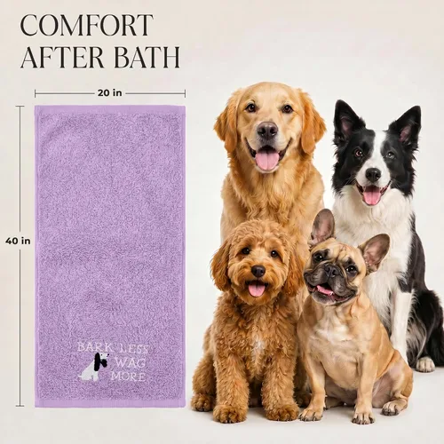Vista 2 de DAN RIVER Paquete de 1 toalla para perro, 100% algodón, 20 x 40, ultra suave de 450 GSM, toalla súper absorbente y de secado rápido para perros