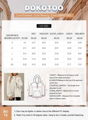 Vista 6 de Dokotoo Sudaderas con capucha de manga larga para mujer, cálidas, de vellón, con botones, de manga larga