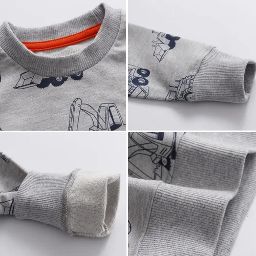 Vista 4 de BeiVSlley Paquete de 3 sudaderas de algodón con cuello redondo y manga larga con dibujos animados para niños pequeños