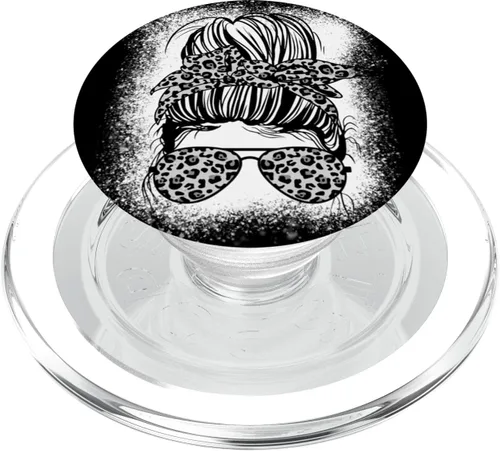 Vista 8 de PopSockets PopSockets intercambiables PopGrip para mujer con leopardo en blanco y negro