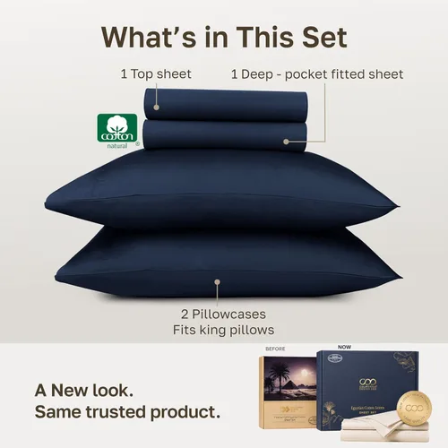 Vista 26 de California Design Den Sábanas de Algodón Egipcio 100%, Juego de Sábanas de Lujo Auténtico Certificado Tamaño Full con Bolsillo Profundo, Satén Suave