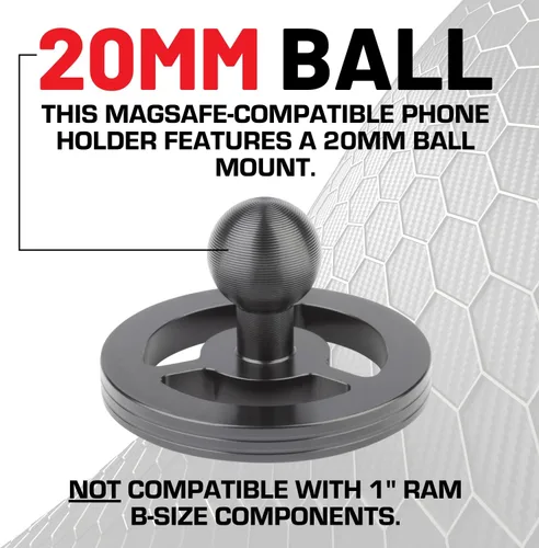 Vista 6 de Bulletpoint Soporte Magnético para Teléfono Celular de Tablero Compatible con Teléfonos Inteligentes iPhone MagSafe - Bola de Conexión de 20mm