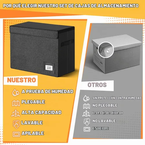 Vista 5 de Leffis Caja de Almacenamiento para Cómics, Caja 39.4 cm X 19.1 cm X 28.7 cm, Caja Corta Plegable con Tapas para 150 Cómics, Contenedor de Cómics