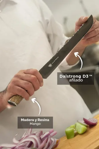 Vista 2 de Dalstrong Cuchillo para cortar - 12" - Serie Valhalla Ravenstone Negro con revestimiento de titanio - Acero Premium 9CR18MOV HC - Mango de Resina
