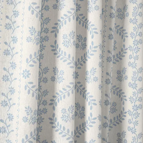 Vista 3 de Lush Decor Doreen Delicadas cortinas florales para ventana, par de paneles de 52" de ancho x 84" de largo, azul - cortinas florales para sala