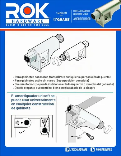 Vista 5 de Rok hardware 25 para puertas de gabinetes/compactos/adaptador/hardware/níquel/hinge