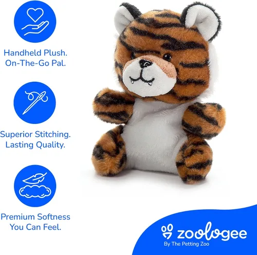 Vista 4 de The Petting Zoo Peluche de tigre, regalos para niños, animales de vida silvestre Nuggetz, juguete de peluche de tigre a rayas naranjas, 6 pulgadas