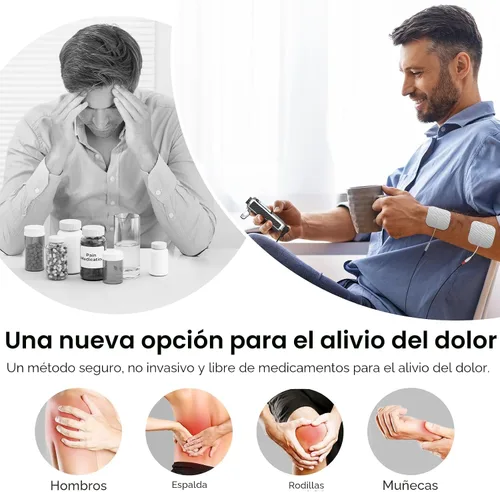 Vista 2 de AUVON - Unidad TENS Digital Recargable, Estimulador Muscular con Batería de 600 mAh, Máquina TENS con 8 Modos Personalizables, Masajeador Eléctrico