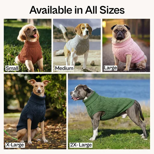 Vista 7 de Parisian Pet Suéteres de Navidad para Perros - Tipo Pullover, Suéter Azul para Perro con Cuello de Tortuga - Suéter Grueso de Punto Trenzado