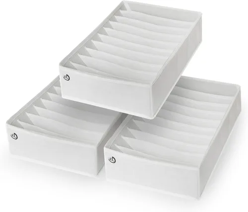Vista 10 de Organizador de cajones de ropa, juego de 3 organizadores multiusos para cajones de aparador para adultos y niños, armario plegable 10 celdas por
