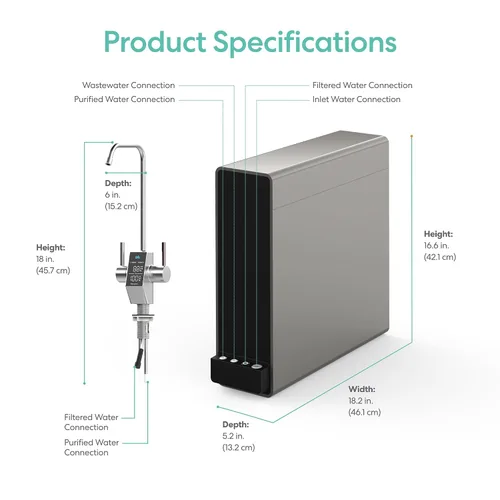 Vista 9 de Brio AQUUS TROE800COL - Sistema de filtración de agua por ósmosis inversa, sistema de filtro de agua de ósmosis inversa de 4 etapas sin tanque