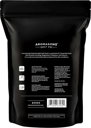 Vista 8 de Aromasong Sal pura del mar muerto para remojar con lavanda 100 % natural, 14 onzas, sal de baño de spa de grano fino, exfoliante de lavado corporal