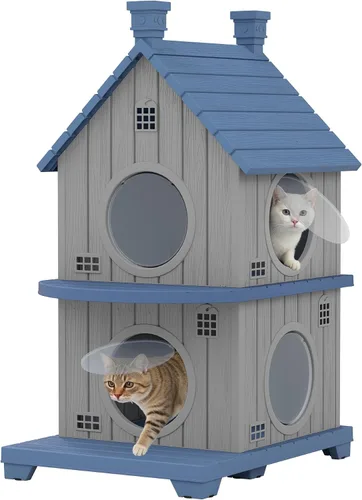 Vista 21 de Casa para gatos al aire libre, resistente a la intemperie, casas de resina duradera para gatos interiores y exteriores, refugio para gatos al aire