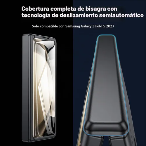 Vista 5 de Funda para Samsung Z-Fold-5: [Soporte oculto] [Carga inalámbrica] Funda delgada con protección de bisagra ligera con protector de pantalla - Funda