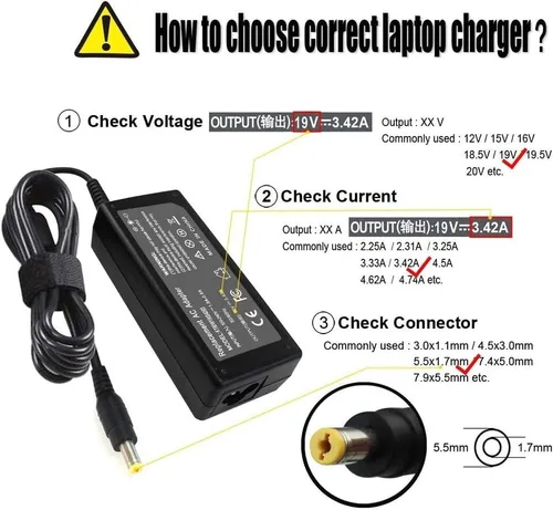 Vista 2 de Cargador adaptador de CA de repuesto para Acer Aspire One 751h-1211, 751h-1259, 751h-1273; Acer Aspire One 751h-1279, 751h-1292, 751h-1346; Acer