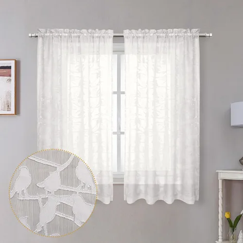 Vista 26 de OVZME Anji Clip Voile Sheer Tiers RD 2X30X36 Negro