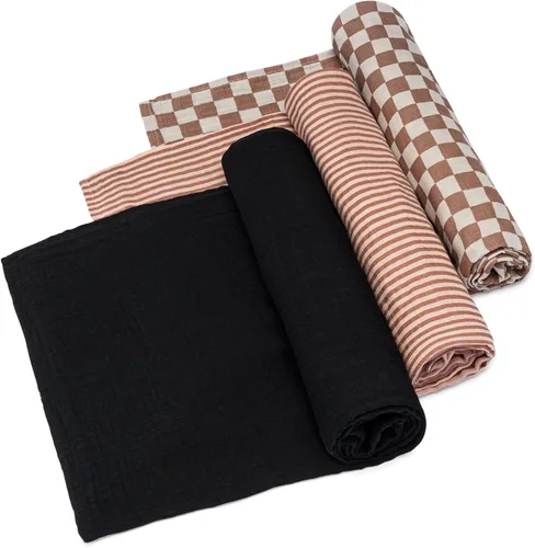 Vista 16 de Parker Mantas Envolventes para Bebé - Paquete de 3 Mantas Envolventes de Muselina 100% Algodón para Bebés Niñas - Conjunto Blossom Lightweight