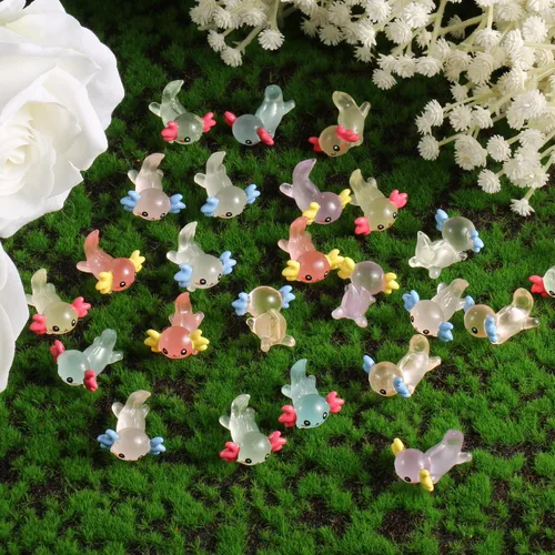 Vista 6 de 24 mini figuras de resina en miniatura de ajolote, figuras de resina que brillan en la oscuridad, divertidas figuras de animales pequeños