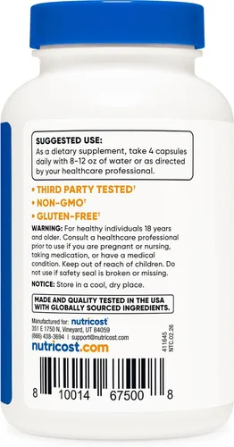 Vista 4 de Nutricost L-leucina 2,000 mg, 120 cápsulas vegetarianas, sin gluten