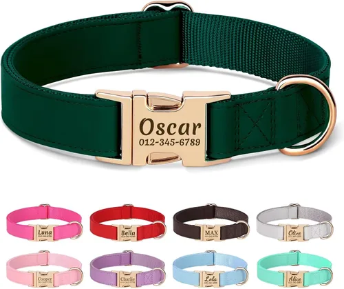 Vista 12 de Collares para perros personalizados de PET ARTIST, collar para perro grabado personalizado con etiqueta de nombre silenciosa, hebilla de liberación