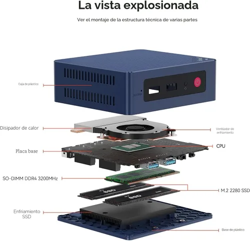 Vista 7 de Beelink Mini PC, MINI S12 Intel Lake N95 4C/4T, 8GB DDR4 RAM 256GB SSD