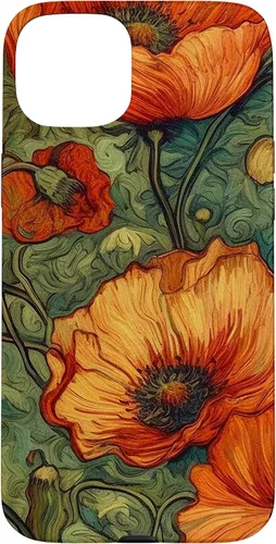 Vista 9 de iPhone 16 Floral Van Gogh Style Poppy Flower Case