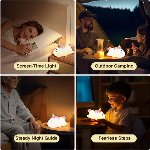 Vista 4 de Dealswin Regalos de Navidad para niñas, bonita luz nocturna LED de silicona de animales para niños, lámpara táctil que cambia de color, lámpara