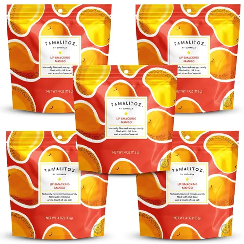 Vista 9 de Tamalitoz - Mango para masticar labios, caramelo duro mexicano de mango picante relleno de chile, lima y sal marina, caramelo de fruta hecho a mano
