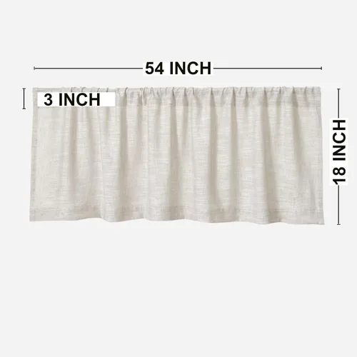 Vista 7 de Cenefas de cocina para ventanas, modernas, de lino y algodón, decoración rústica para baño, decoración bohemia (54 x 18 pulgadas, natural)