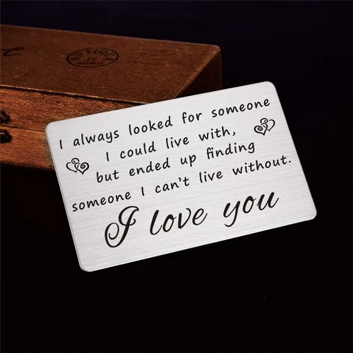 Vista 4 de Tarjeta metálica grabada para carteras, regalo de aniversario para hombres, novio, esposo, día de San Valentín, Plateado-005), Card8005